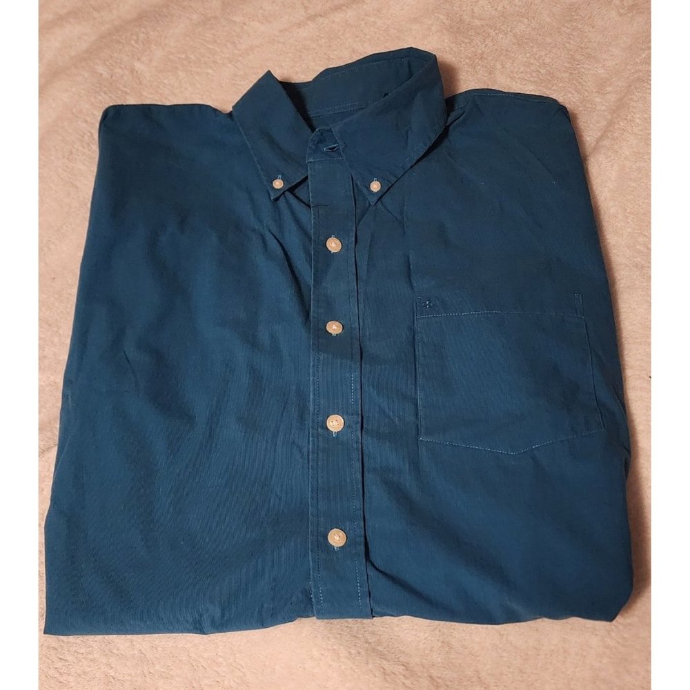 Izod mens blueish teal button down long sleeve dress shirt big & tall XLT